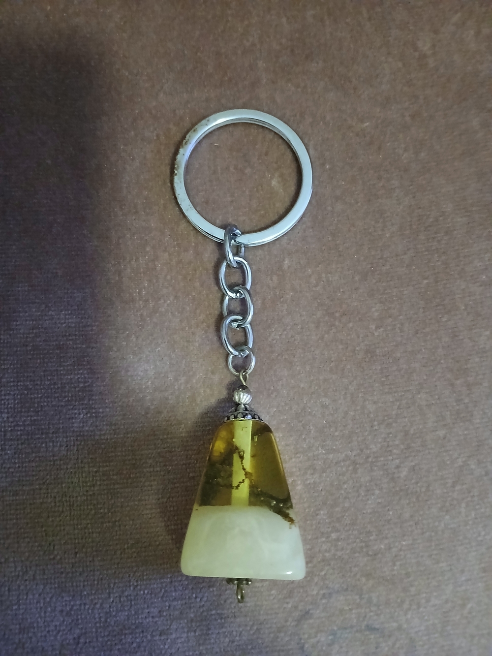 Amber and Cream Resin Keychain